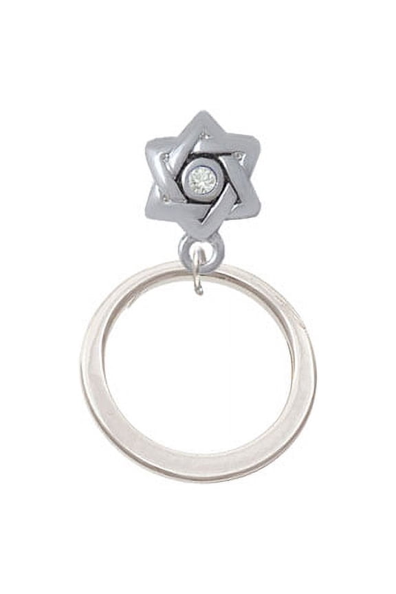 Large Karma Ring - Star of David with Clear Crystal Charm Bead