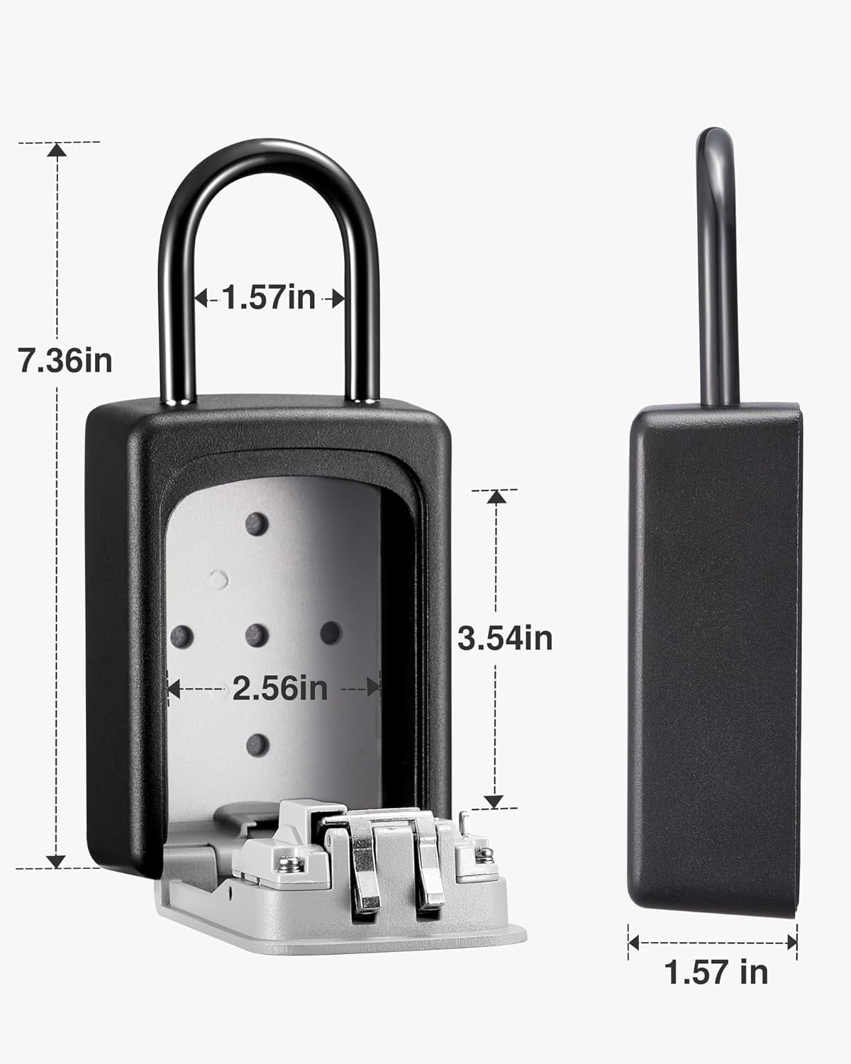 Large Key Lock Box Resettable Combination Code Lockbox Portable Wall Mount Security Safe Box for Outdoor Home Office Door Handle Gray (4 Pack)