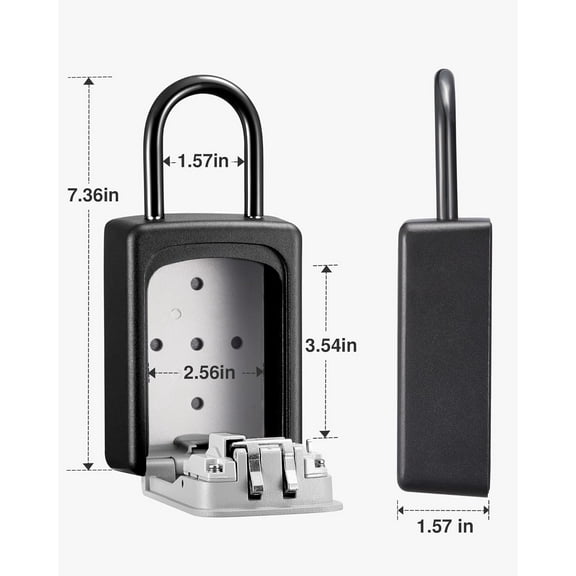 Large Key Lock Box Resettable Combination Code Lockbox Portable Wall Mount Security Safe Box for Outdoor Home Office Door Handle Gray (4 Pack)