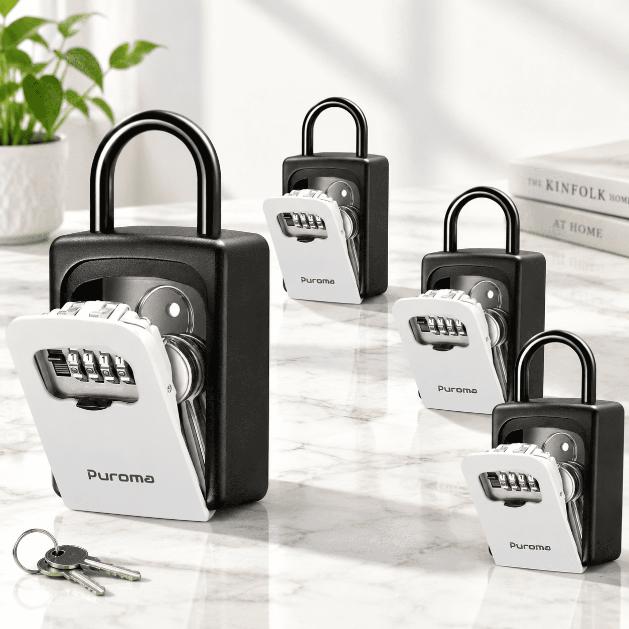 Large Key Lock Box with Resettable Code, Grey, 4-Digit, Outdoor Wall ...