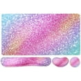 thumbnail image 1 of Large Keyboard Mouse Pad Set, Extended Mouse Pad+Keyboard Wrist Rest Support, Memory Foam Ergonomic Easy Typing, 4Pcs (35.4×15.9 in) Desk Pad Set for Home Office Study Game - Colorful, 1 of 7