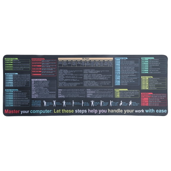 Large Keyboards Mouse Pad Featuring Excels Word Shortcut for Office Software Use and Gaming with Waterproof