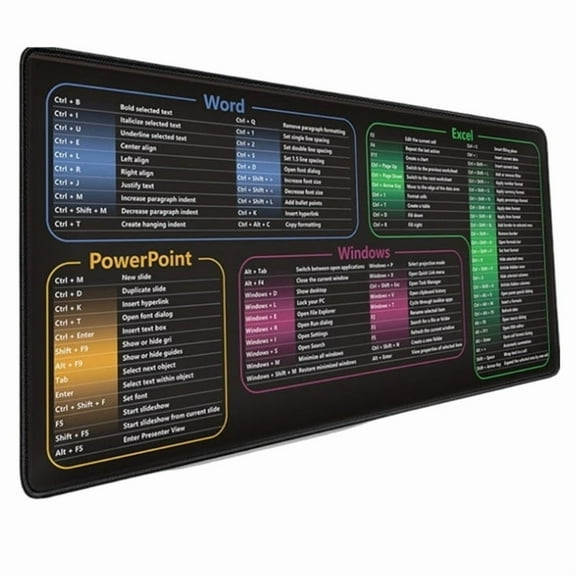 Large Keyboards Mouse Pad Featuring Excels Word Shortcut for Office Software Use and Gaming with Waterproof