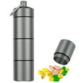 thumbnail image 2 of 3-Pack Small Metal Pill Organizer Keychain – Waterproof, Portable For Travel (Red/Blue/Black) 2 of 6