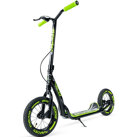 Large Kick Scooter for Adults & Teens – 12" Spoked Air Tires, 300lbs, Tall Bars, Wide Deck, Kickstand – Madd Gear Metro Glide 300