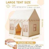 Large Kids Tent Playhouse with Star Lights, Flags & Tote Bags, Washable Teepee for Indoor & Outdoor Use