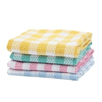 Large Kitchen Dish Towels, 13.77 Inch x 13.77 Inch Bulk Absorbent Cotton Kitchen Towels, 4 Pack Bright Colorful Tea/Bar Towel for Washing Drying Dishes and Household(Multicolor2,13.77x13.77x1")