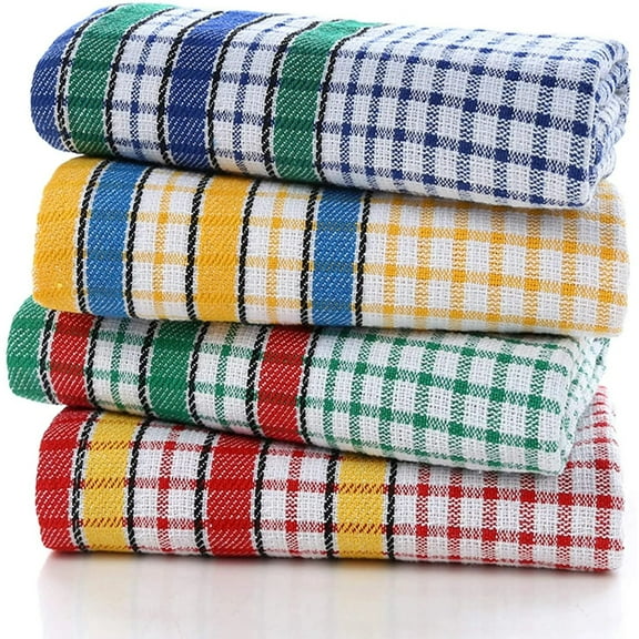 Large Kitchen Dish Towels, 16 Inch x 26 Inch Bulk Absorbent Cotton Kitchen Towels Super Soft Dish Cloths, 4 Pack Bright Colorful Tea Towels Bar Towels for Washing Drying Dishes