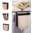 thumbnail image 1 of Large Kitchen Hanging Trash Can, Collapsible Trash Bin LARGE Compact Garbage Can Attached to Cabinet Door Kitchen Drawer Bedroom Dorm Room Car Waste Bin - 9L/2.3 Gallon ,Beige﻿, 1 of 1