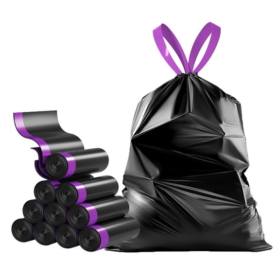 Large Kitchen Trash Bags with Drawstring, 80 Count Heavy Duty Black Garbage Bags for Tall Kitchen Cans, Leak-Resistant and Tear-Resistant Waste Bags for Home, Office and Kitchen