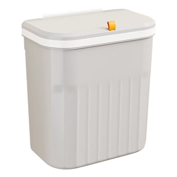Large Kitchen Trash Can with Pressure Ring Lid – Plastic Garbage Bin for Bathroom, Dorm, Household, Living Room – Odor Locking Waste Basket – White/Green, 11.2 x 10.2 x 6.3 in