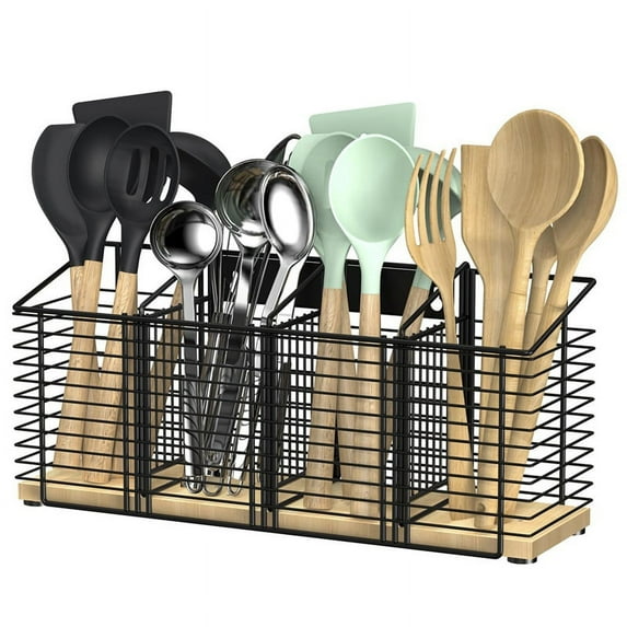 Large Kitchen Utensil Holder Black Metal Kitchen Cooking Utensil Organize Spatula Utensil Crock