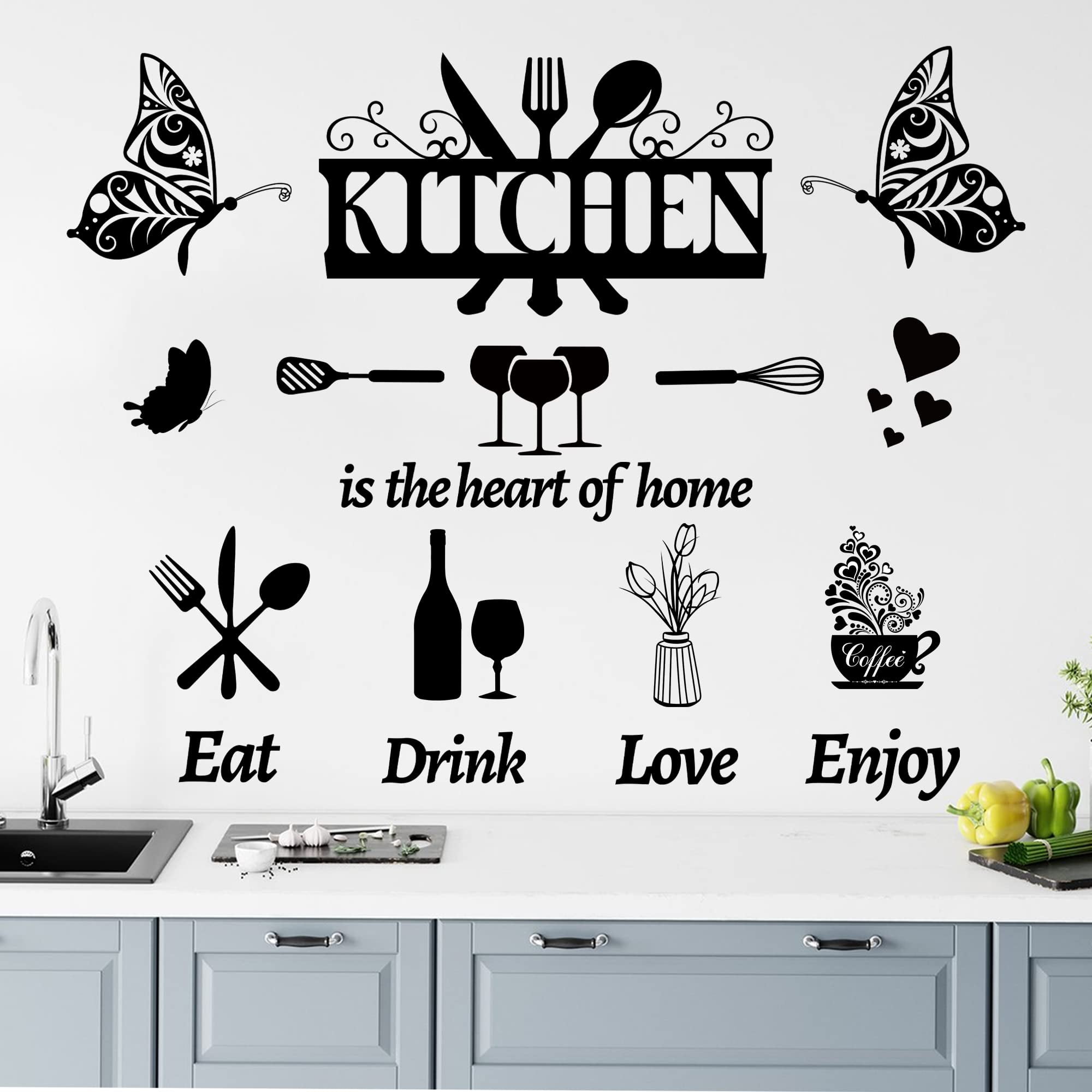 Large Kitchen Wall Decals Dining Room Quotes Wall Stickers Lettering Wall Decals Butterfly