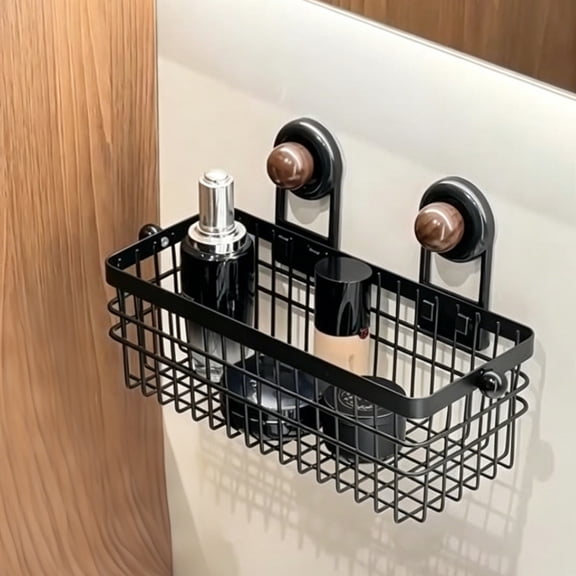 Large Kitchen Wall Mounted Hanging Basket No Drill Suction Cup Organizer for Fruit Vegetable Storage Bathroom