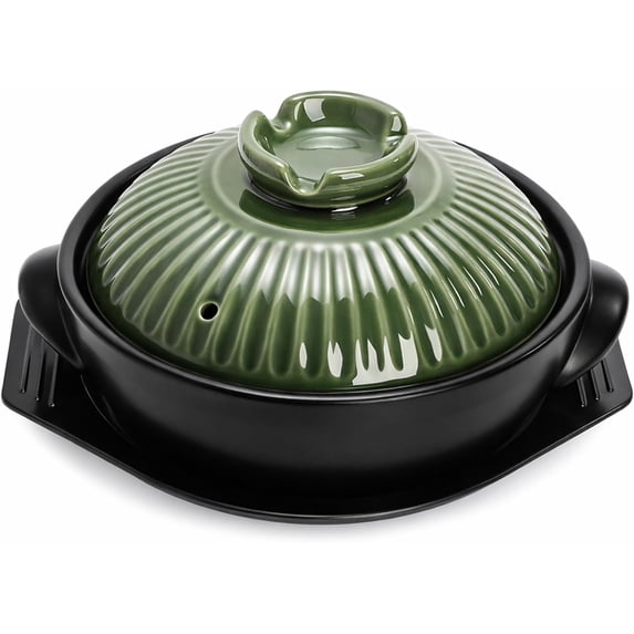 Large Korean Ceramic Bowl with Lid and Trivet, 54 oz Clay Pot for Cooking, Sizzling Hot Pot for Dolsot Bibimbap, Soup, Casserole, Rice, Stew, Noodle,Retro Green$$Home Decor, Kitchen, & Other