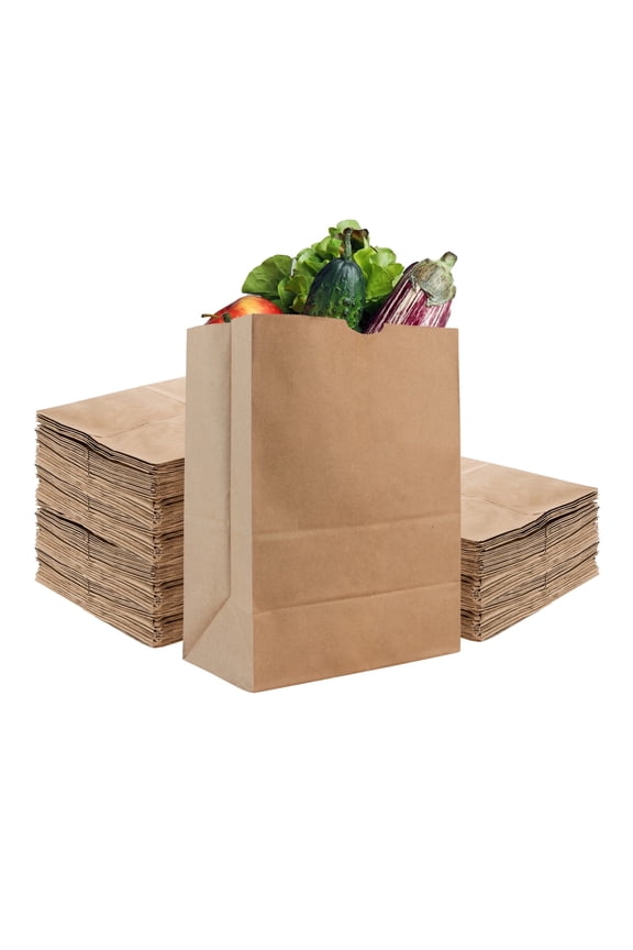 52 lb Kraft Brown Paper Bags (100 Count) – Bulk Large Grocery Bags for Shopping