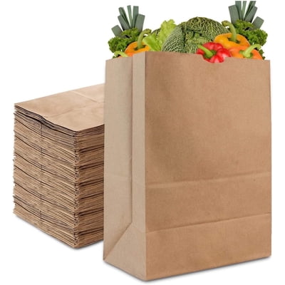 Stock Your Home 57 Lb Kraft Paper Bag (50 Count) Heavy Duty, Large Brown Paper Grocery Bags for Food Shopping, Recycling, Trash, Bulk Pack Size