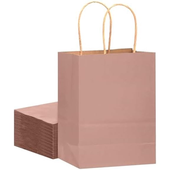 Large Kraft Paper Bags with Handles 13"x10"x5" 32 pcs Gift Paper Bag Cinnamon Pink Solid Color Bags(Large Size)