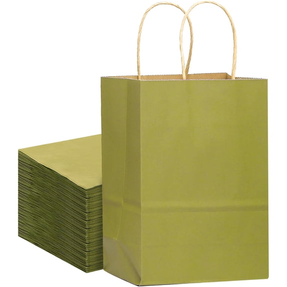 Large Kraft Paper Bags with Handles 13"x10"x5" 32 pcs Gift Paper Bag Sage Green Solid Color Bags(Large Size)