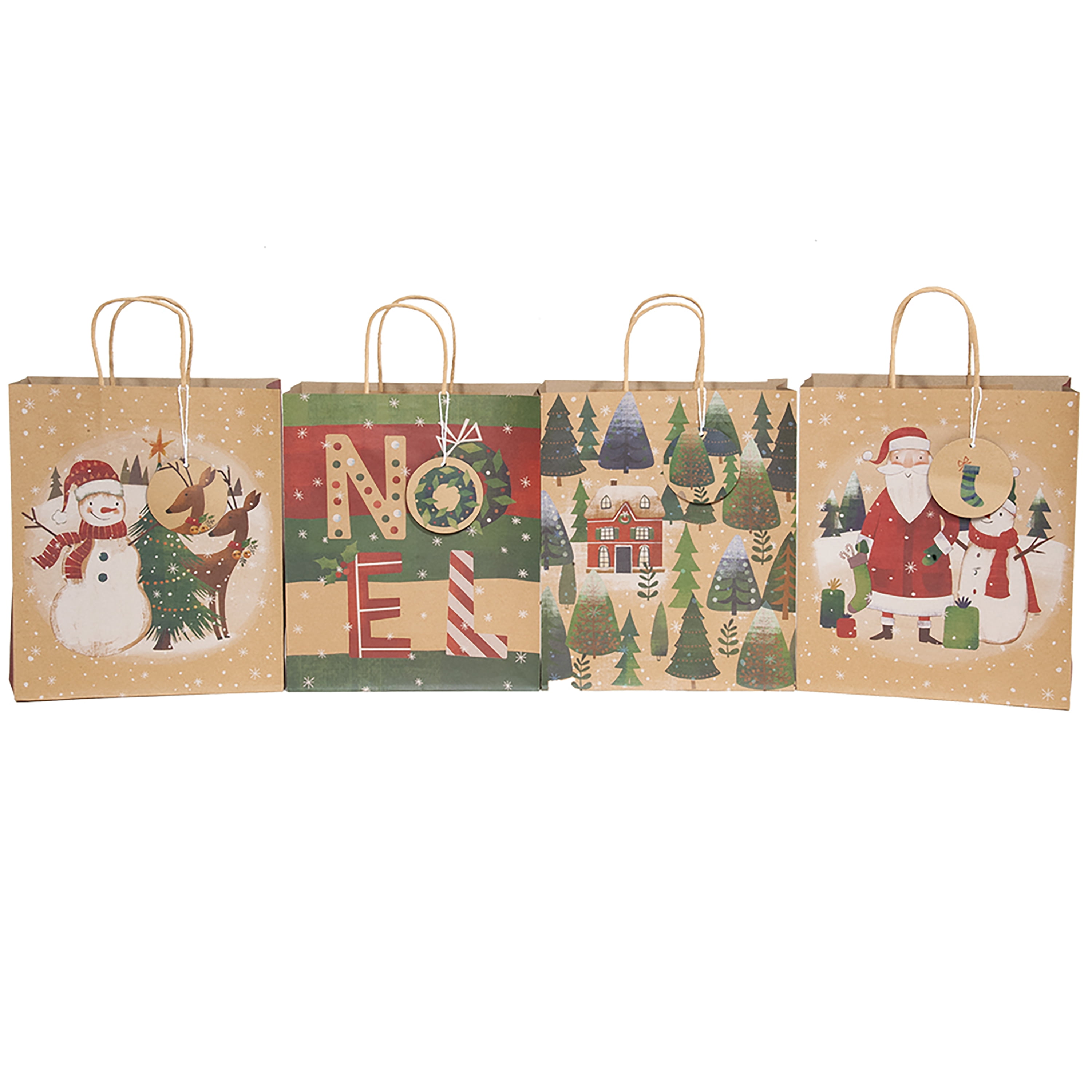 Large Kraft Paper Christmas Gift Bags with Handles, 10 in x 5 in x 12