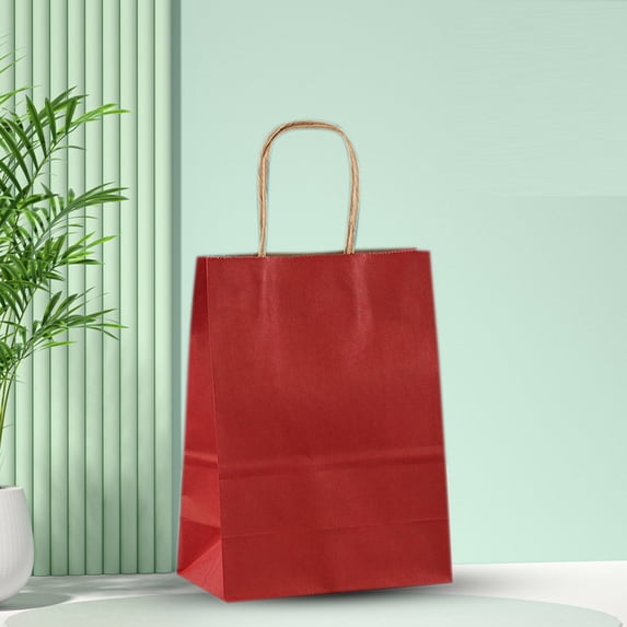 Large Kraft Paper Gift Bags with Handles, Reusable Shopping Bags for Christmas Decorations, Holiday Party Favors, Baking Takeout, and Birthday Present Packaging, 1Pack Red