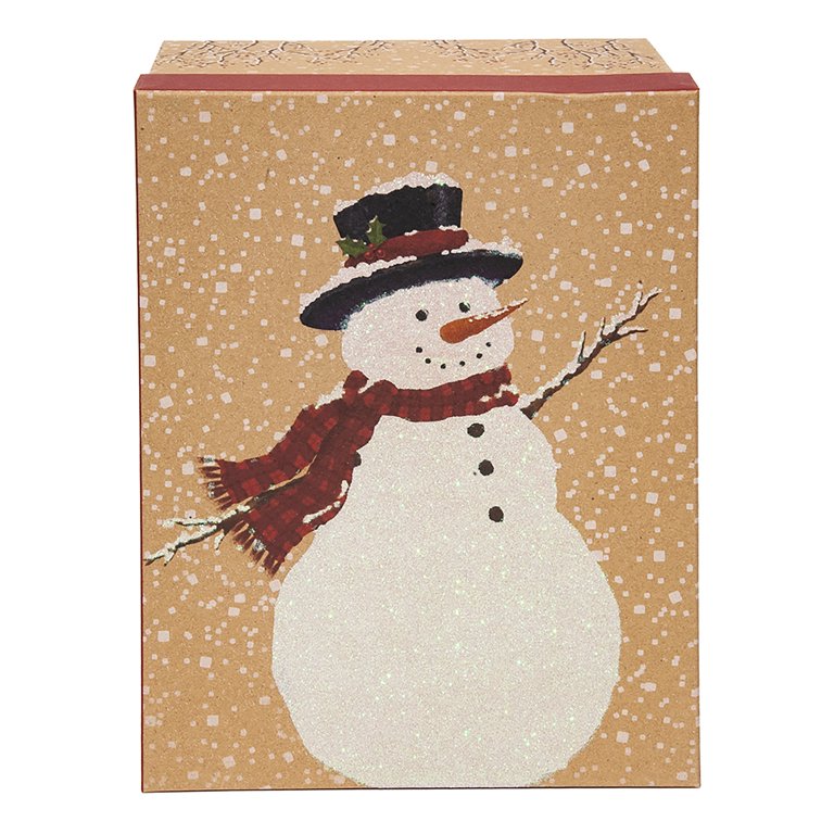 Large Kraft Paper Snowman Glitter Christmas Gift Box with Lid, 12.75 in x  9.5 in x 5.38 in, by Holiday Time