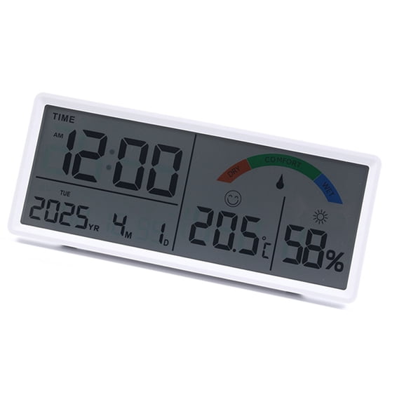 Large LCD Screen Digital Wall Desk Clock Displays Time Date Temperature Humidity