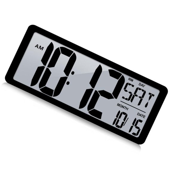 Large LCD Wall Clock with Temperature Date Display for Home Office Decoration