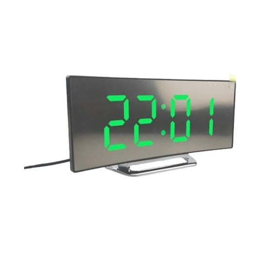 Large LED Digital Alarm Clock Curved Screen Material Easy Read Display for Bedroom Desk Indoor Home Use
