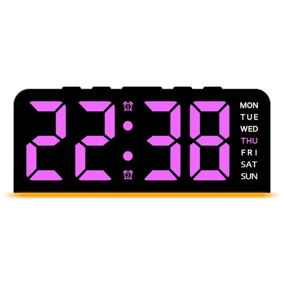 Large LED Digital Alarm Clock With Bottom Lighting, 6in Display Temperature And Brightness Customizations