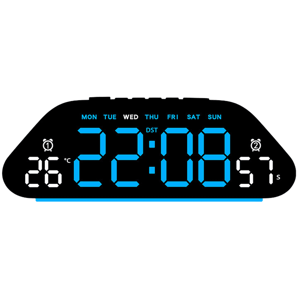 Large LED Digital Alarm Clock with Temperature Humidity Display Weekday ...