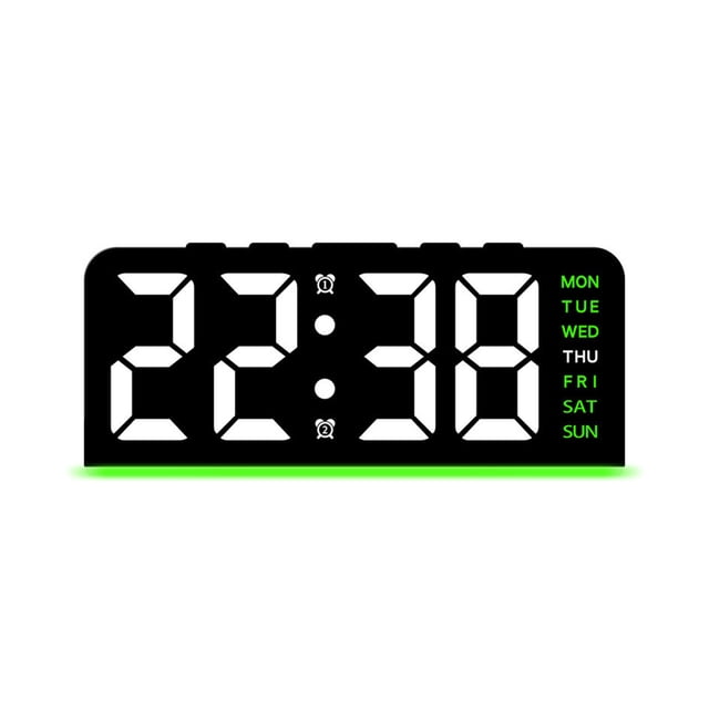 Large LED Digital Desk Clock with Ambient Light, Dual Alarms, Date ...