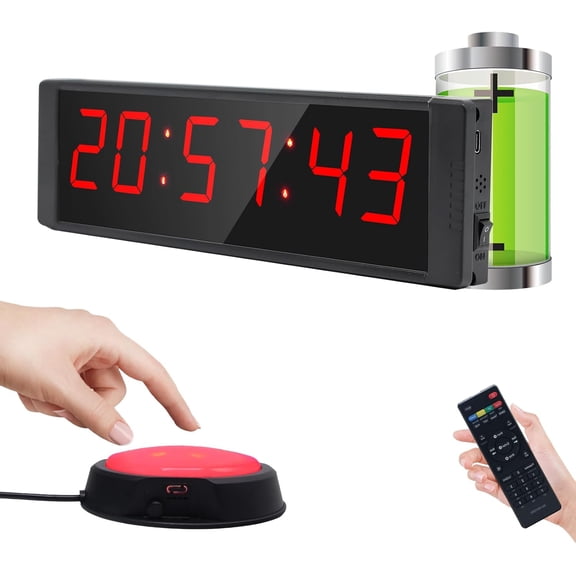 Large LED Digital Stopwatch with Start/Stop Button Remote Countdown Timer Buzzer and Interval Function Rechargeable