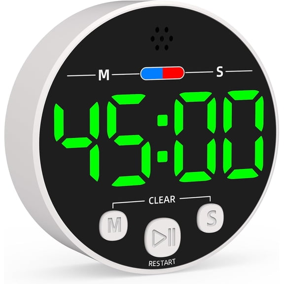 Large LED Digital Timer, Magnc Countdown Loud Timer for Kitchen Cooking, Classroom Whiteboard, Kids, Toddler, Game, Productivity, Focus, Work, Task, Office, Meng  Small, Simple, Visual, Green