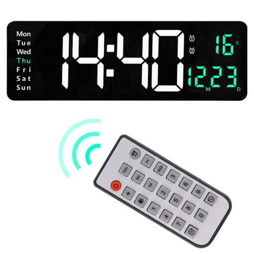 Large LED Digital Wall Clock Temperature Date Day Display Electronic Wall Clock