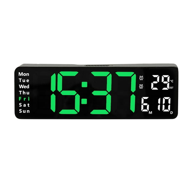 Large LED Digital Wall Clock Temperature Date Day Display USB Remote