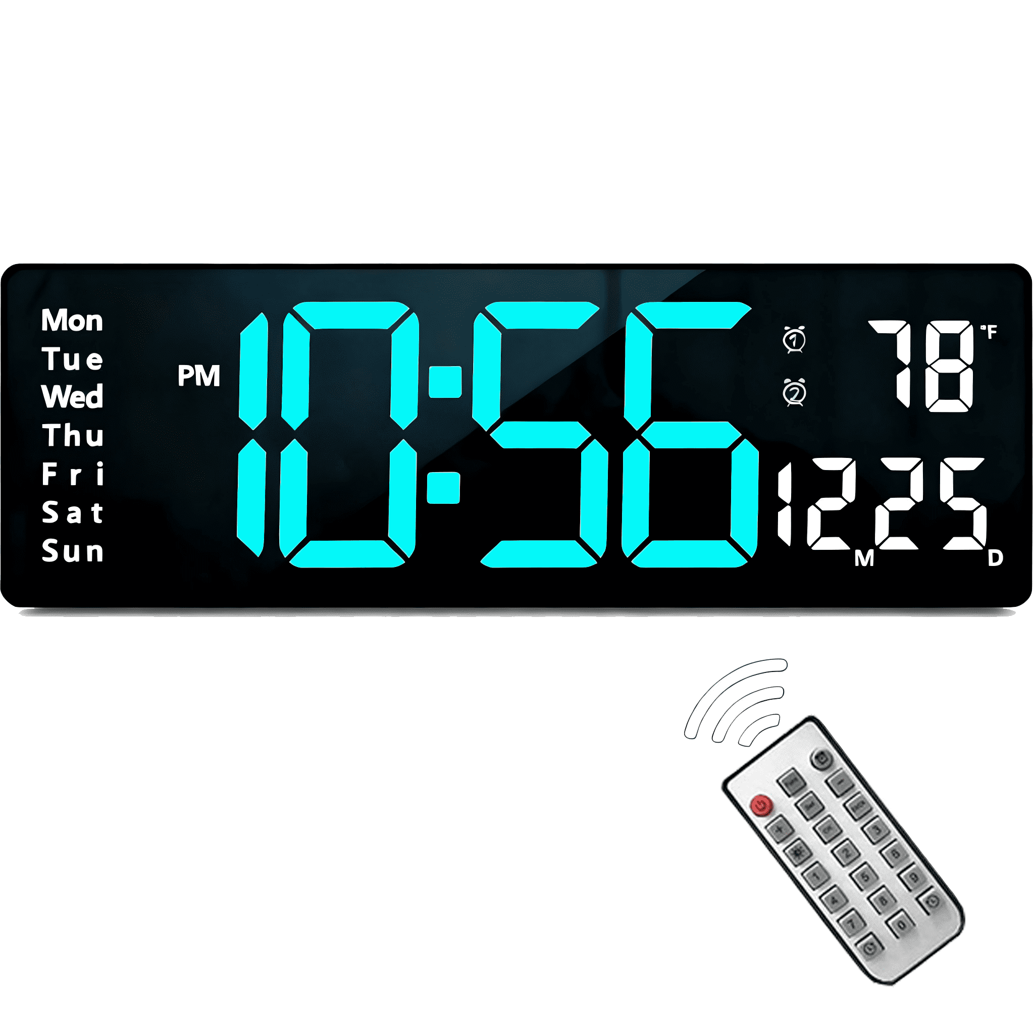 Large LED Digital Wall Clock with Remote Control, Dual Alarms ...
