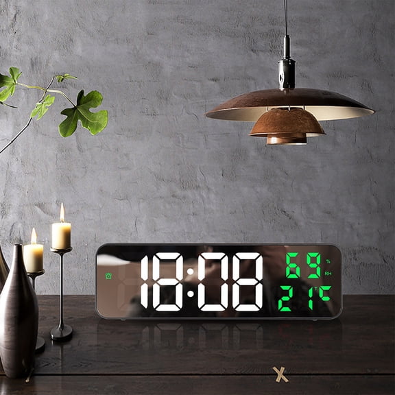 Large LED Digital Wall Clock with Temperature Date Display Auto Dimming USB or Battery Powered for Home Office Classroom Decor
