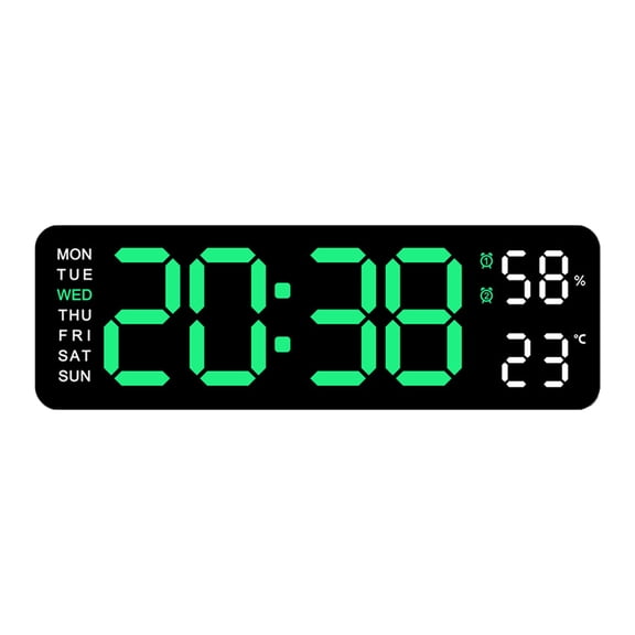 Large LED Wall Clock, 9Inch, with 2 Alarm Clock Big Screen, 3 Brightness LED Alarm Clock for Home Decor