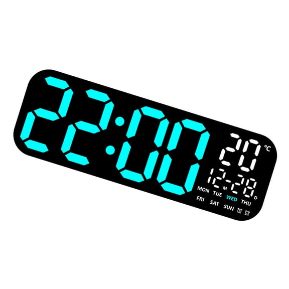 Large LED Wall Clock with Remote Control Date Temperature Easy to Read Auto Dimming for Home Decors Time Management
