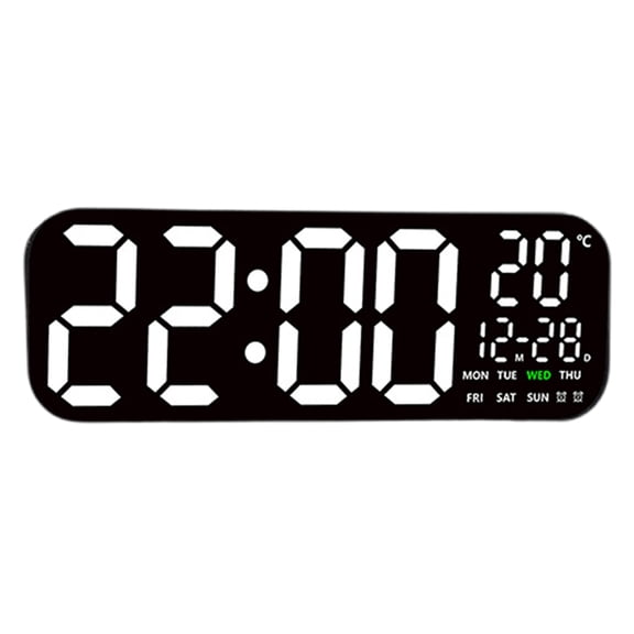 Stylish Large LED Wall Clock with Remote Control Temperature Display Quiet Operations 10 Levels Brightness Auto Dimming