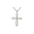 thumbnail image 1 of Large Lab-Created Opal Cross Pendant Necklace in Sterling Silver with  Cubic Zirconia (CZ)s and Chain for Women, 1 of 5