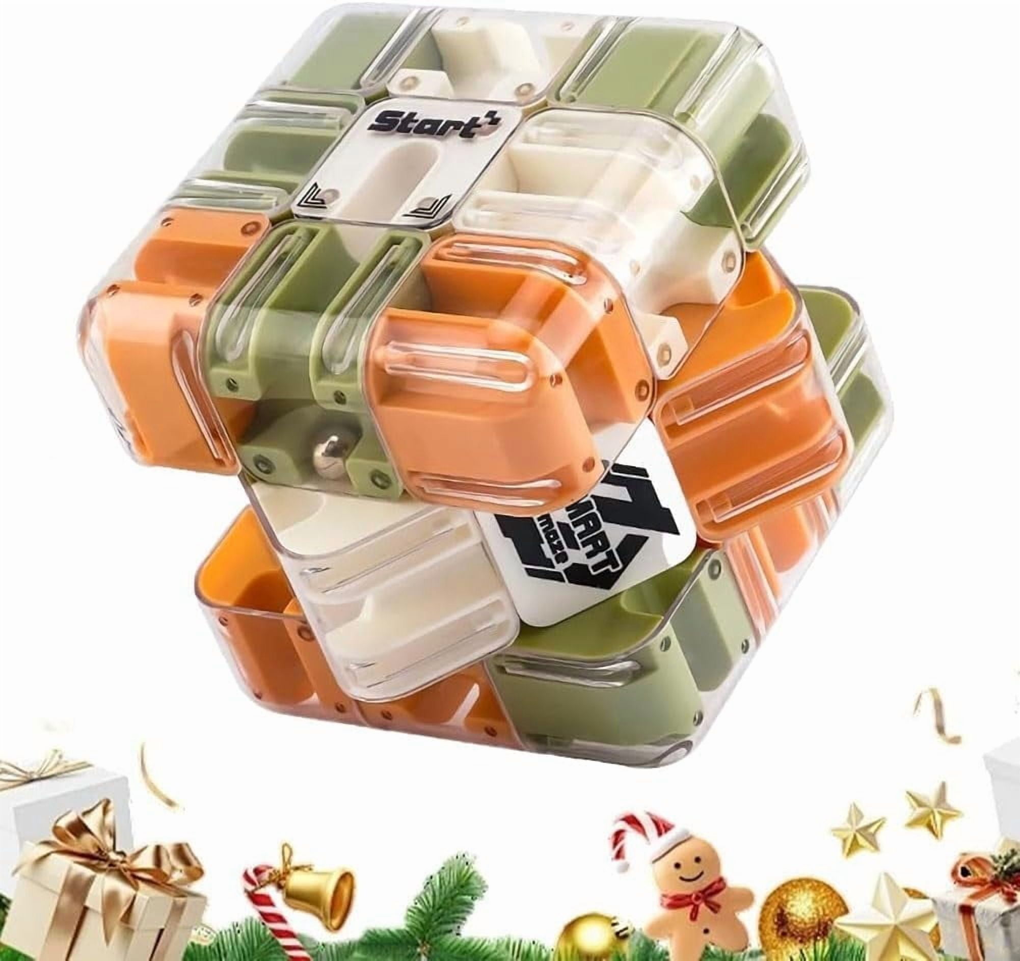 Large Labyrinth 3D Puzzle Maze Cube- 2-in-1 Twist & Roll Brain Teaser ...