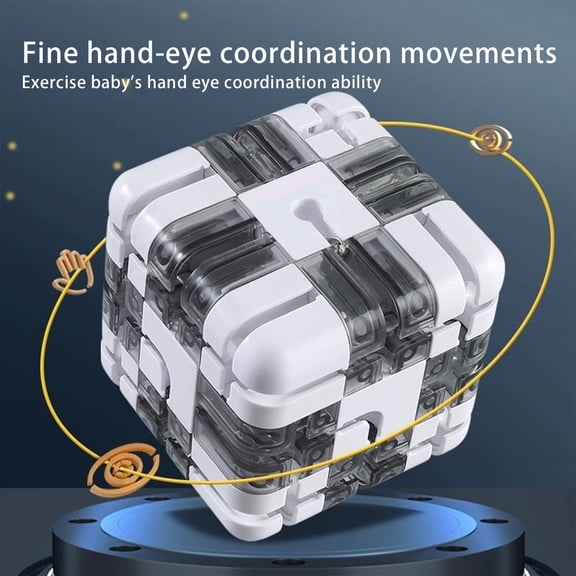Large Labyrinth Maze Cube for Adults, Challenging Logic Ball Brain Teaser, Stress Relief Fidget Cube, IQ Training Educational Focus Game Gift Grey