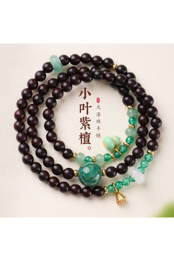 Large Lacquer Beads Red Agate Green Aventurine Buddha Beads