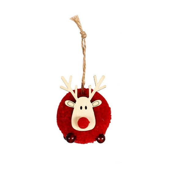 Large Lambswool Ball Reindeer Pendant Christmas Tree Hanging Wool Ball Knitted Fawn Christmas Decoration