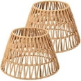 thumbnail image 1 of Large Lamp Shades Set of 2 Boho Rattan Shade Hand Woven Lampshade for Table Lamp Replacement Hand Crafted Farmhouse for Floor, Wall Sconce, 9.6 x 6.1 x 5.7Inch, 1 of 7