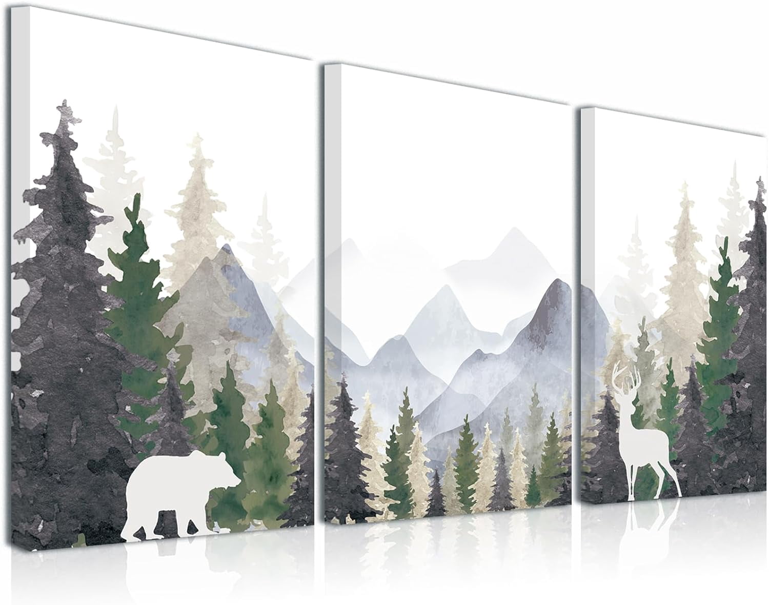 Large Landscape Canvas Wall Art 3 Piece Foggy Forest and Mountain ...