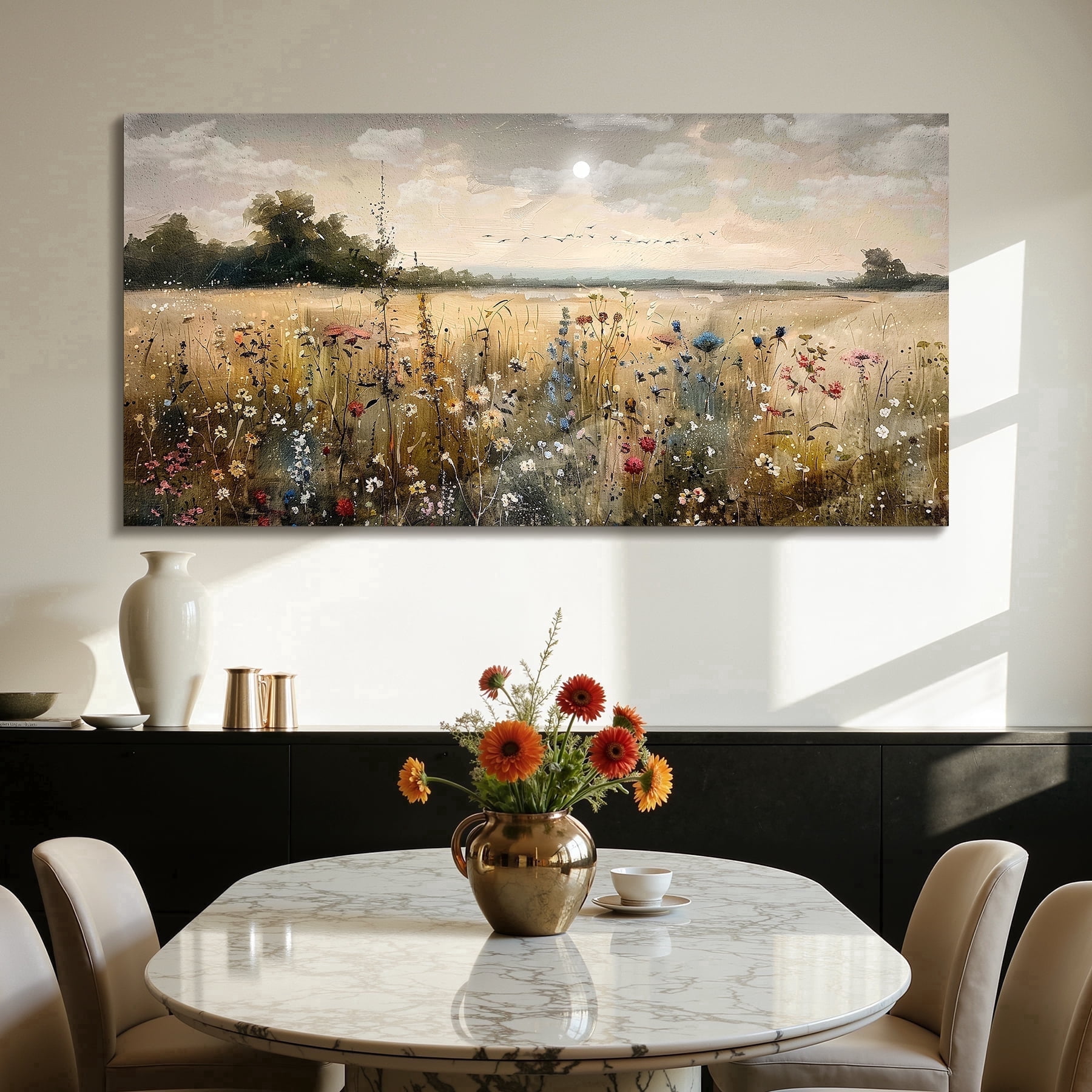 Large Landscape Wall Art Rural Nature Canvas Prints Vintage Painting Rustic Pictures Wall Decor for Living Room Bedroom Dining Room Farmhouse Ready to Hang - 20"x40"