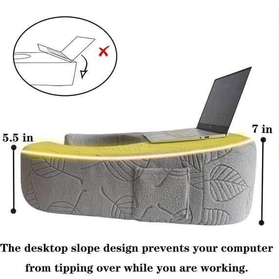 Large Lap Desk Pillow for Laptop, Gaming, Reading - Light Gray
